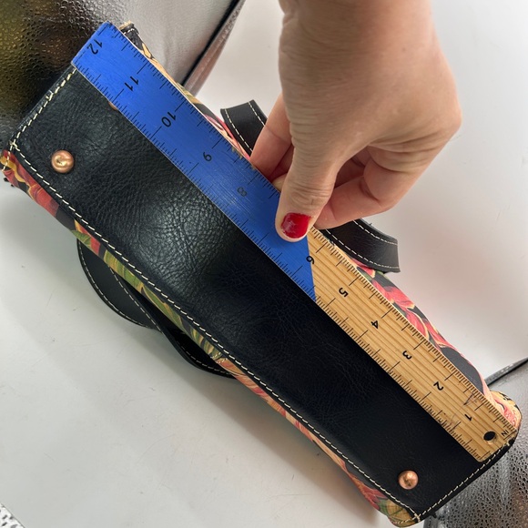 Patricia Nash satchel handbag purse leather multicolor Rienzo tropical escape - Picture 7 of 13